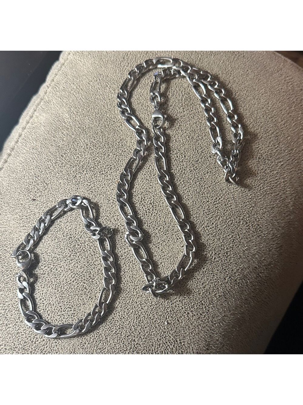 Silver Chain Necklace and Bracelet Set